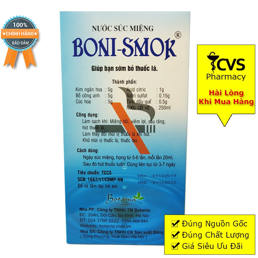 BoniSmok Nước Súc Miệng Cai Thuốc Hút Boni-Smok