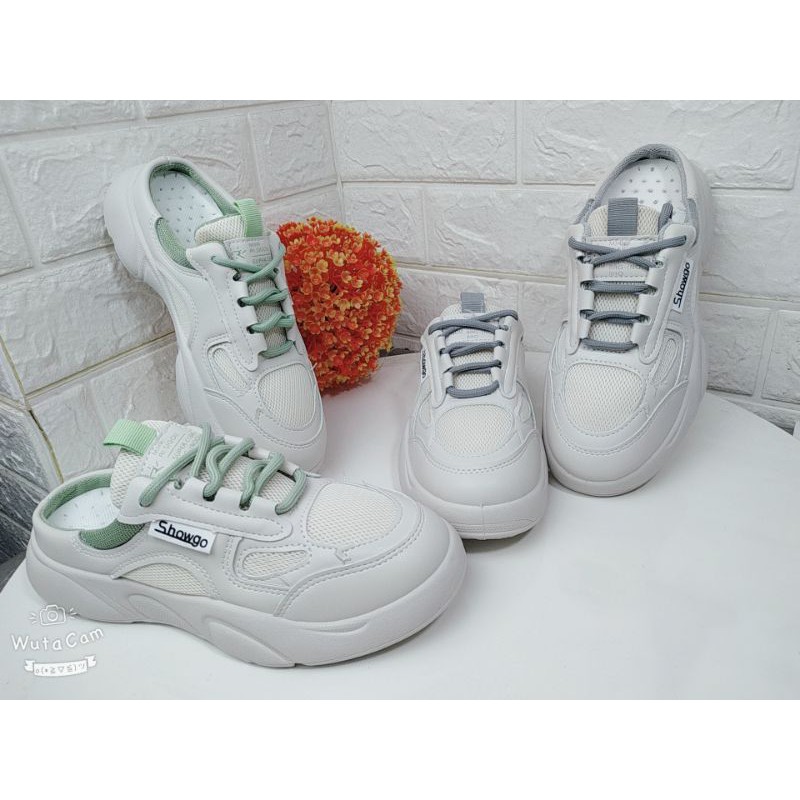 Giày Sục Thể Thao Nữ Phối Viền Màu Vạt chữ Showgo Hàng Chuẩn Đẹp_M818 Fullbox | BigBuy360 - bigbuy360.vn