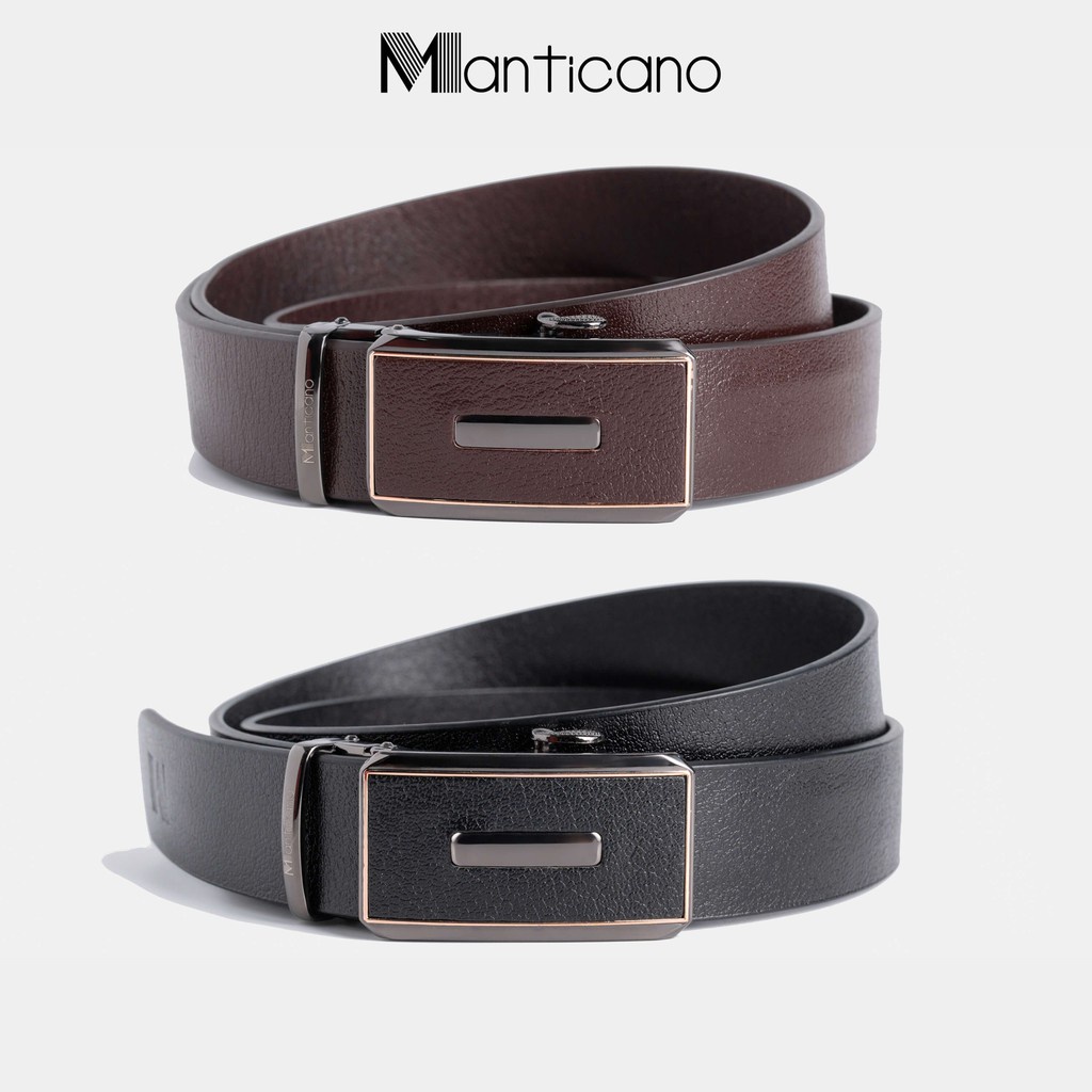 Thắt lưng nam Manticano da bò, mặt bằng da khóa tự động TL-7 - Hàng nhập khẩu