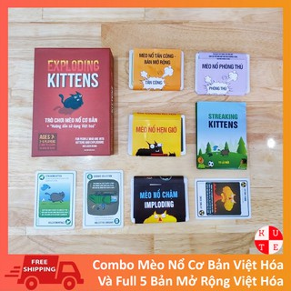 Set mèo nổ exploding kittens và 5 bản mở rộng việt hóa