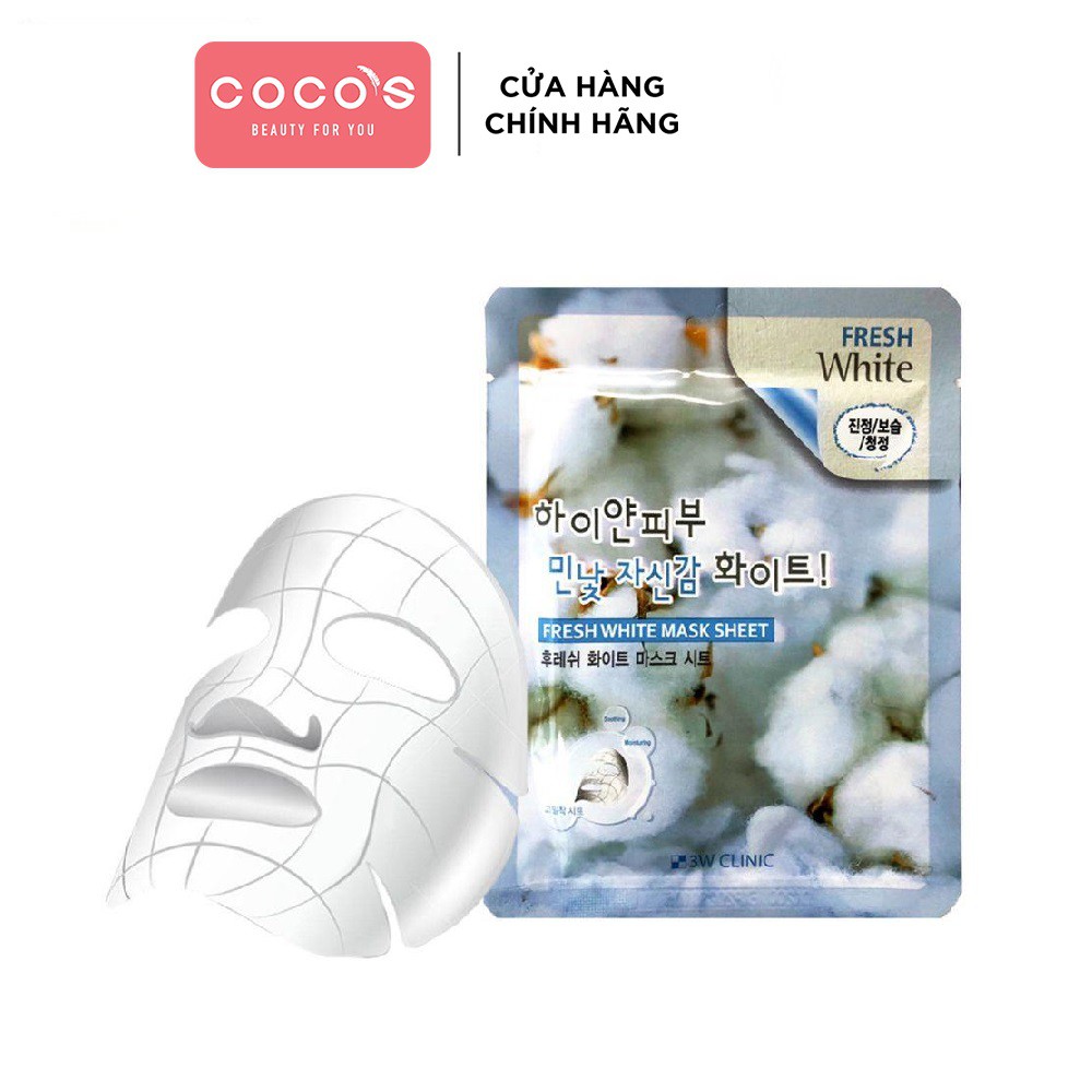 Mặt Nạ Tuyết Dưỡng Trắng Da 3W Clinic Fresh White Mask Sheet 23ml