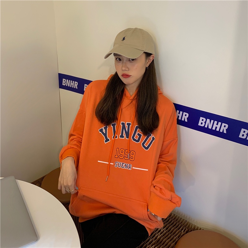 Áo Hoodie Mỏng Dáng Rộng In Chữ Thời Trang Mùa Thu Cho Nữ