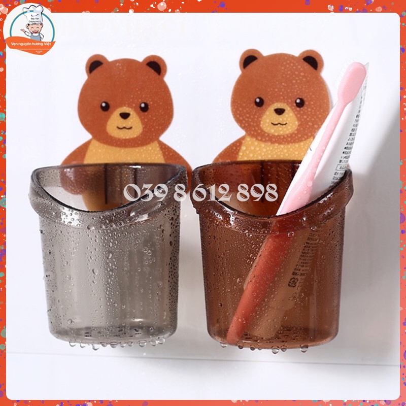 Cốc Gấu Dán Tường Siêu Dính - Dán Cạnh Bếp - Cạnh Gương Nhà Tắm - Đựng Bàn Chải Đánh Răng...
