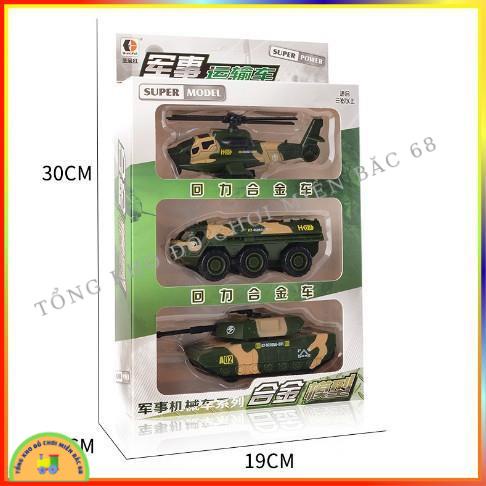 Đồ chơi Hộp 6 xe quân sự đồ chơi chạy đà cho bé gồm xe tăng máy bay, xe bọc thép, xe chỉ huy, xe cứu thương, xe tải TKMB