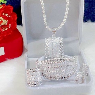 Set bộ trang sức màu bạch kim cao cấp mẫu mới cực đẹp