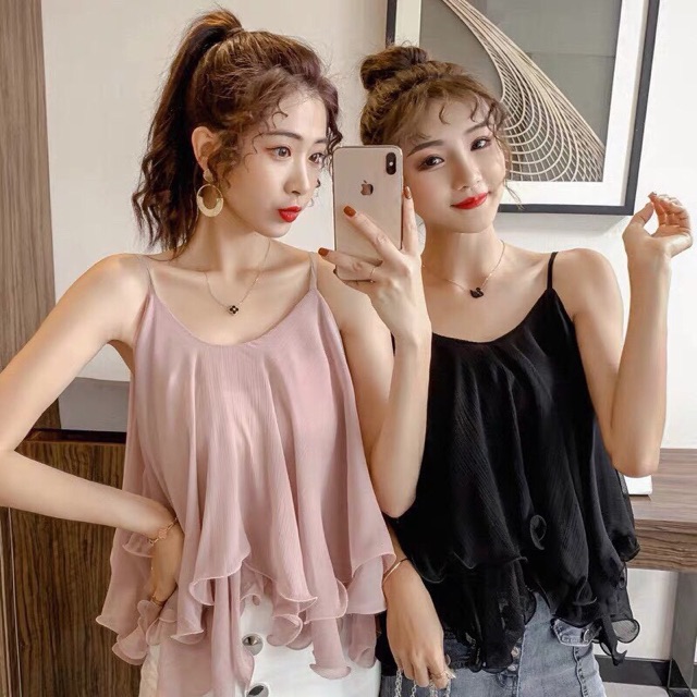 Áo hai dây voan bèo đẹp nhiều màu | BigBuy360 - bigbuy360.vn