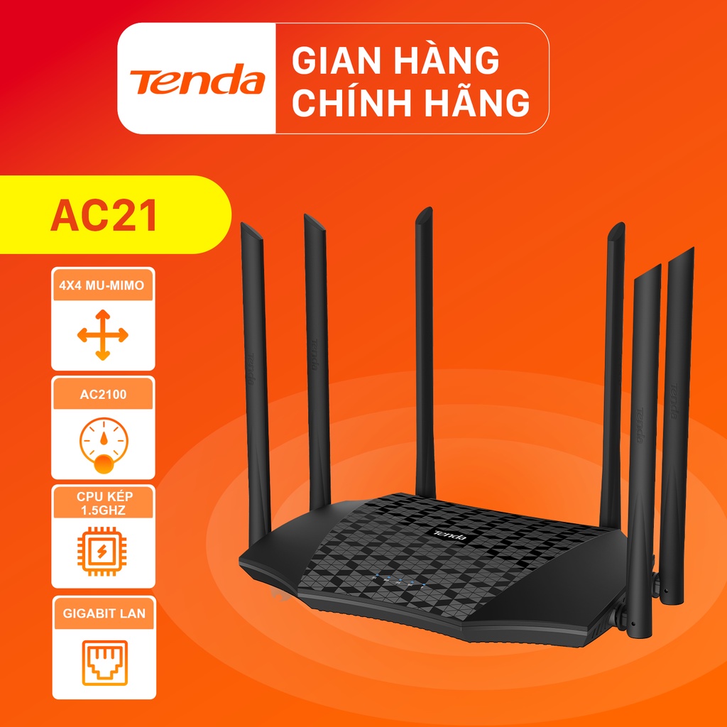 Tenda Thiết bị phát Wifi AC21 Chuẩn AC 2100Mbps - Hãng phân phối chính thức