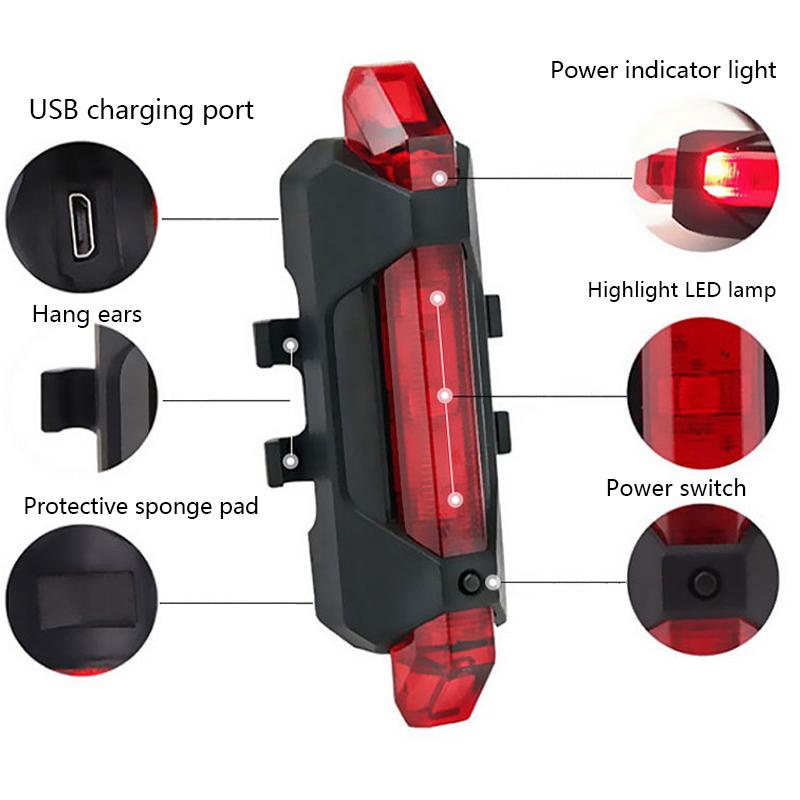 Đèn led HDoorLink gắn đuôi xe đạp chống nước có thể sạc lại bằng cổng usb