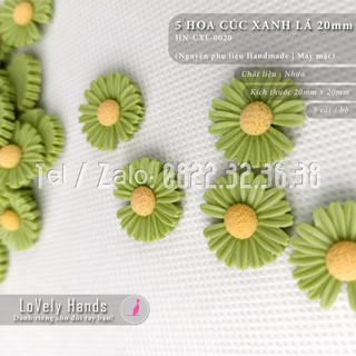 5 Cúc xanh lá 20mm (hạt nhựa)