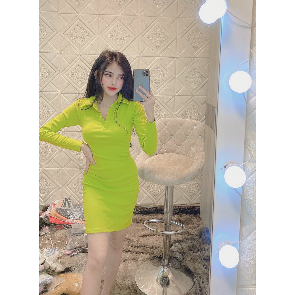 Đầm body tay dài kiểu cổ bẻ hot