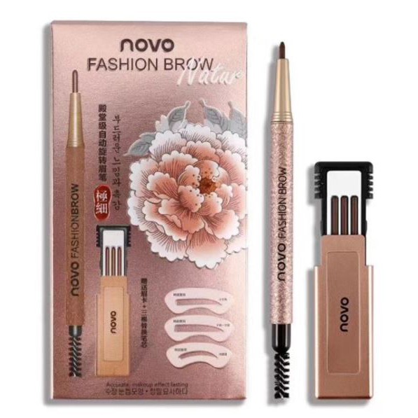 Chì kẻ Mày 2 đầu Cao Cấp Novo Fashion Brow Tặng 3 lõi + 3 khuôn