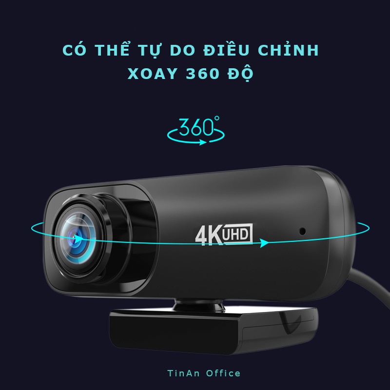 [ 4K 2160P Mic] Webcam Lấy Nét Tự Động, 4K, Camera USB Góc Nhìn Siêu Rộng, Cho Máy Tính, Macbook, Học Online | WebRaoVat - webraovat.net.vn