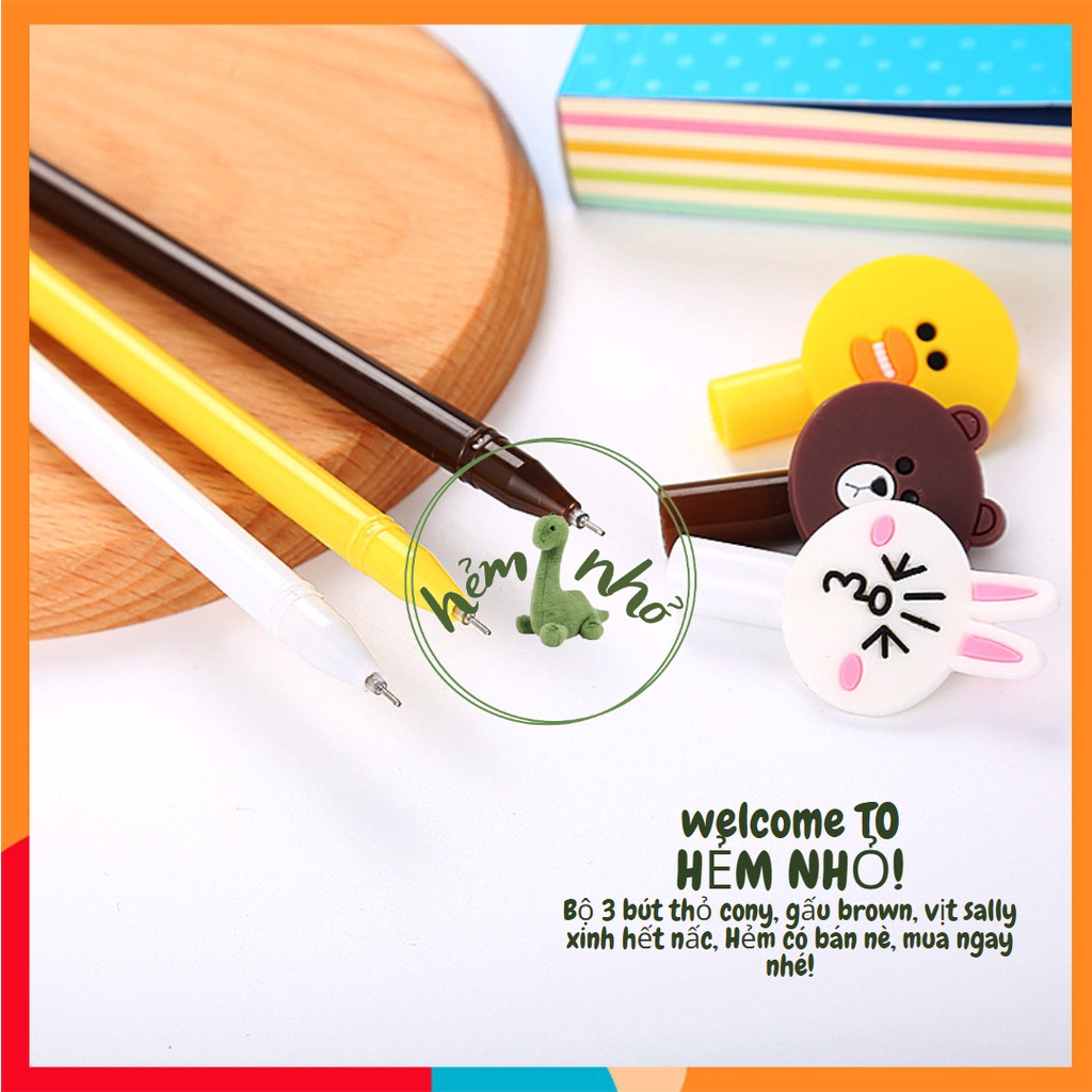 Bút Gel Gấu Grown - Thỏ Cony - Vịt Sally Hoạt Hình Dễ Thương, Trang Trí, Tiện Lợi mang theo mọi nơi