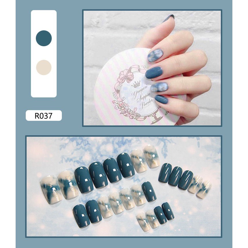 Bộ 24 móng tay giả màu trơn xinh xắn