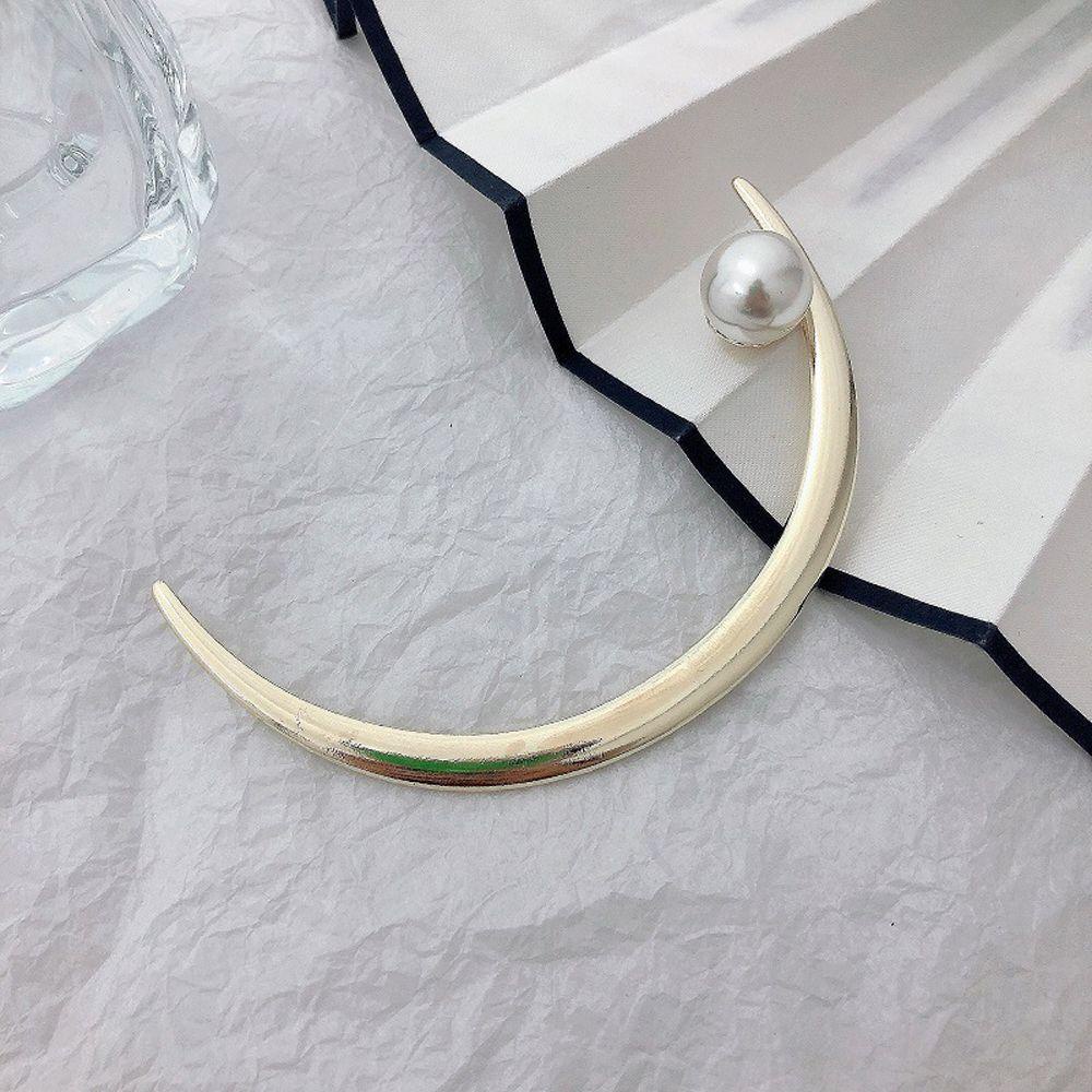 Trâm cài tóc MKEB kiểu mặt trăng đính ngọc trai phong cách Trung Hoa cổ điển cho nữ
