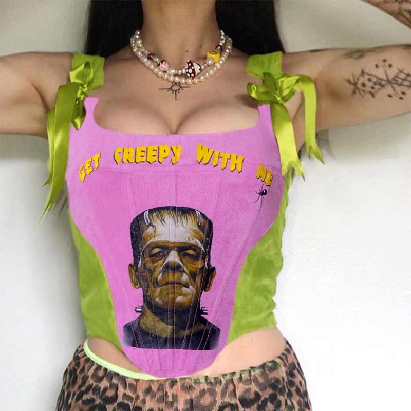 Áo Nịt Ngực Không Tay In Họa Tiết Chân Dung Cổ Điển Quyến Rũ Dành Cho Người Lớn Tuổi