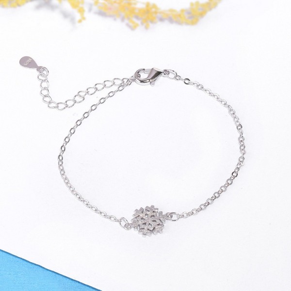 Vòng tay lắc tay bạc hoa tuyết phong cách Hàn Quốc xinh xắn dễ thương