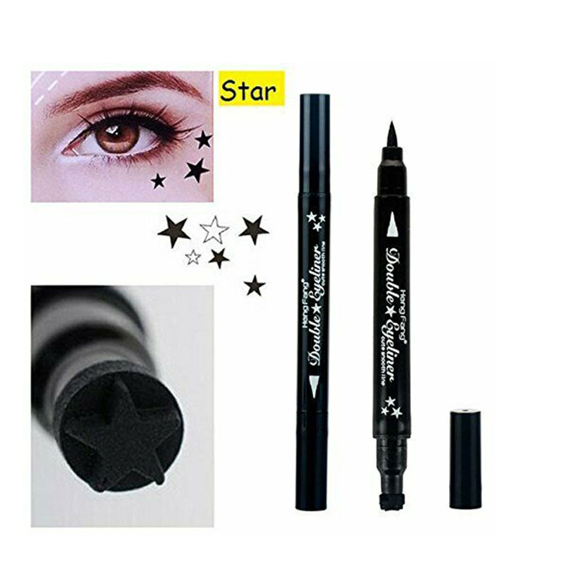Bút kẻ mắt nước hai đầu màu đen chống thấm nước đầu hình sao/ trái tim