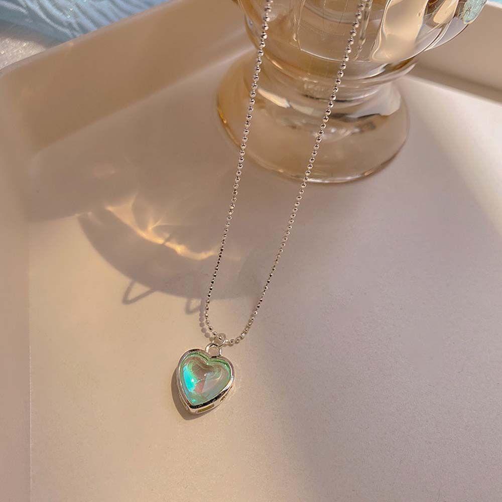 AROMA Vòng Cổ Choker Bằng Thép Titan Mặt Trái Tim Nhiều Màu Sắc Phong Cách Hàn Quốc Dành Cho Nữ