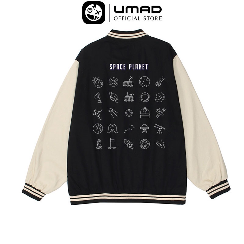 Áo khoác Bomber UMAD mẫu SPACE PLANET form rộng phông Unisex nam nữ vải nỉ cotton 100% dày đẹp hot 2022