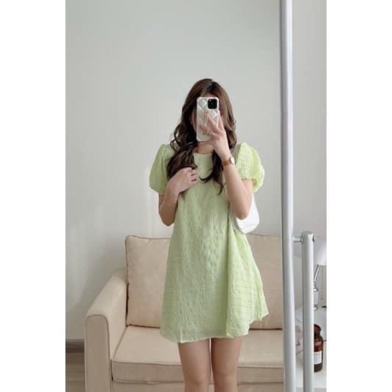 Váy xốp tay bồng dáng A basic có 3 màu