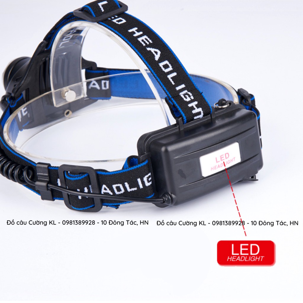 Đèn led đeo đầu sạc điện viền xanh