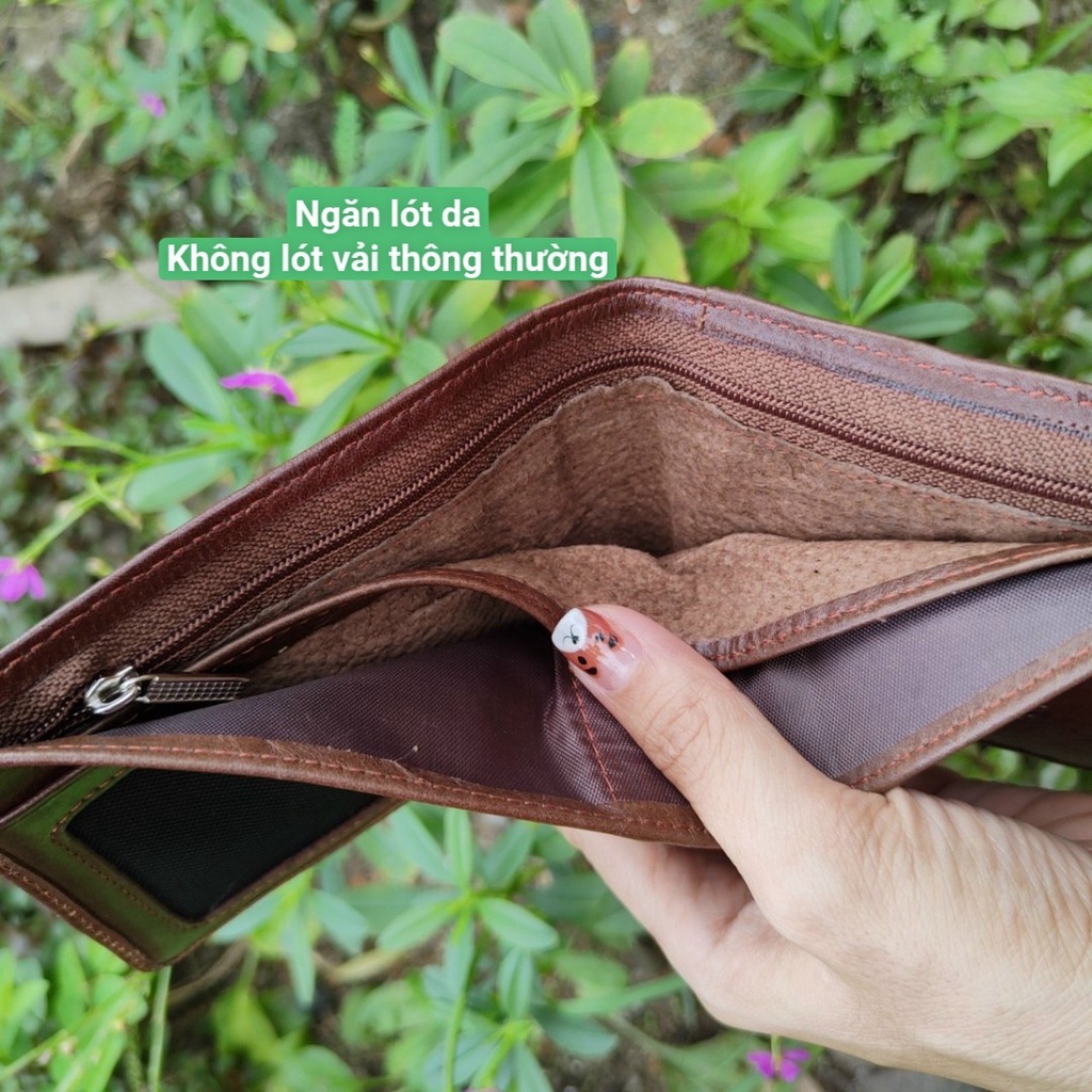 Ví Nam Da Bò CEFIRO Mỹ Chính Hãng  Biểu Tượng Đồng Nguyên Khối-Bóp Da Dáng Đứng Dáng Ngang Đựng Được Giấy Tờ Cũ