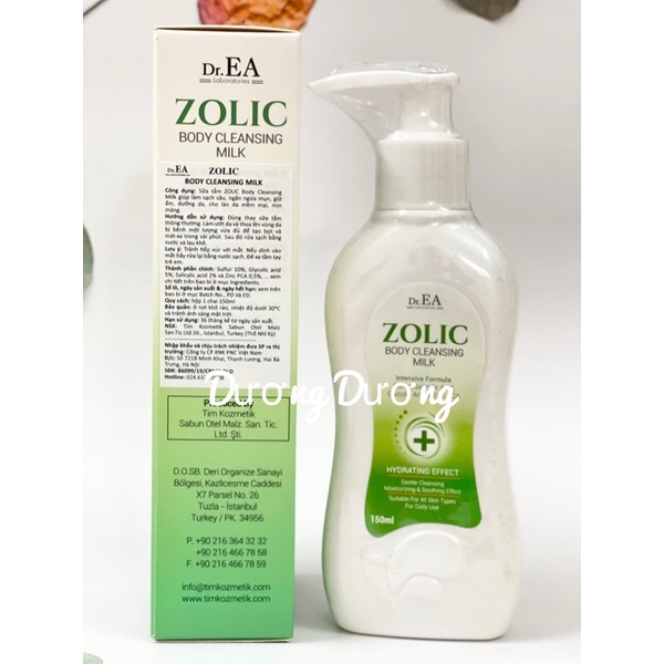 Sữa Tắm Zolic - Dr.AE Zolic Body Cleansing Milk - Giảm Mụn 150ml [Chính hãng]