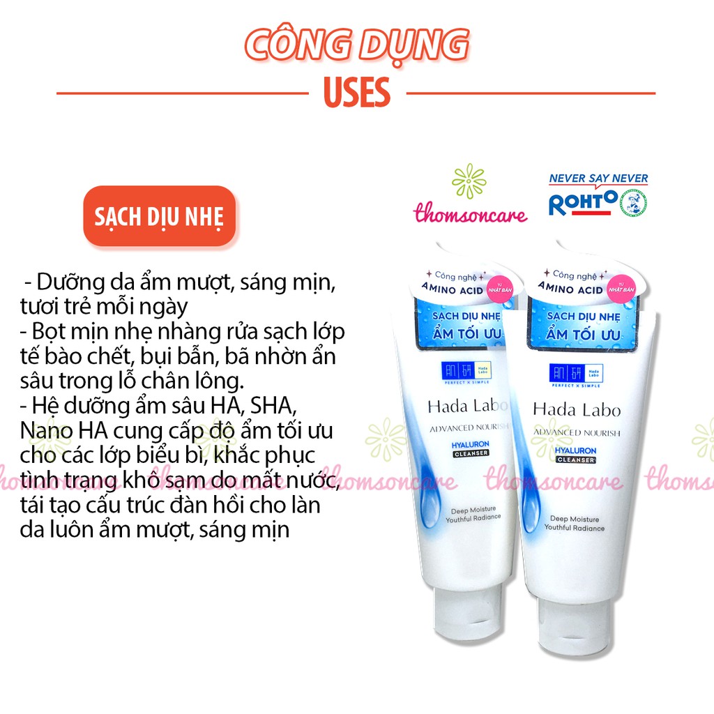 Sữa rửa mặt dưỡng ẩm tối ưu Hada Labo Cleanser tuýp 80g - srm giảm khô da Hadalabo