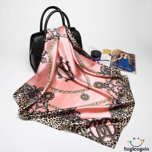 ➤GML5Colors Women Large Leopard Silk Satin Square Scarves Fashion Head Neck Shawl Wrap 35