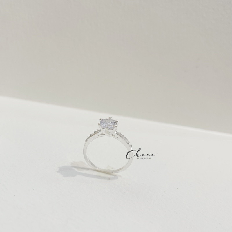 Nhẫn bạc đá 6 chấu Choco Jewelry