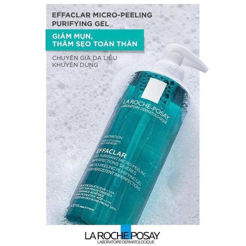 Gel rửa mặt và tắm La Roche-Posay Effaclar Micro-Peeling Purifying Gel  400ml bản Pháp