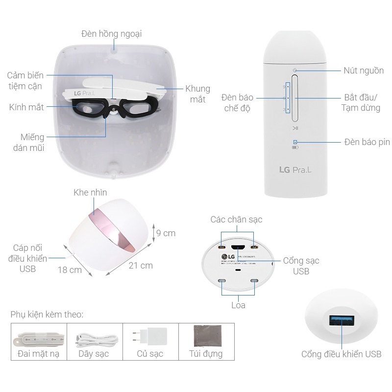 Mặt Nạ LG PraL Demar Led nâng tông da, hỗ trợ điều trị nám, tàn nhang