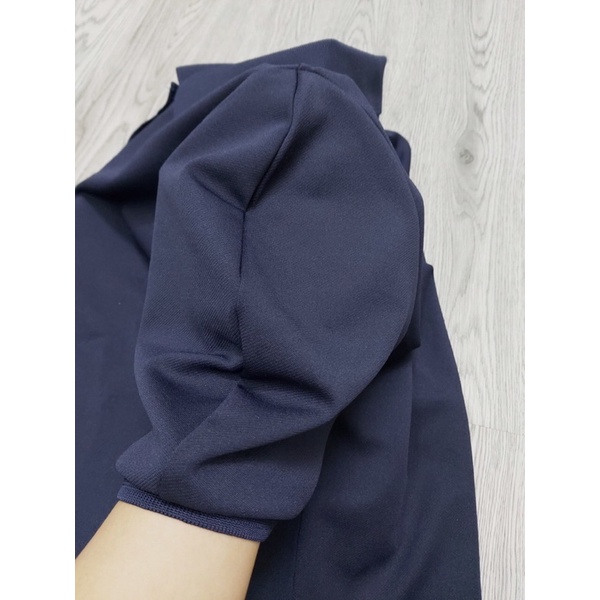 TH-ÁO PHÔNG POLO CỔ BẺ TAY BỒNG MÀU THAN CHO NỮ