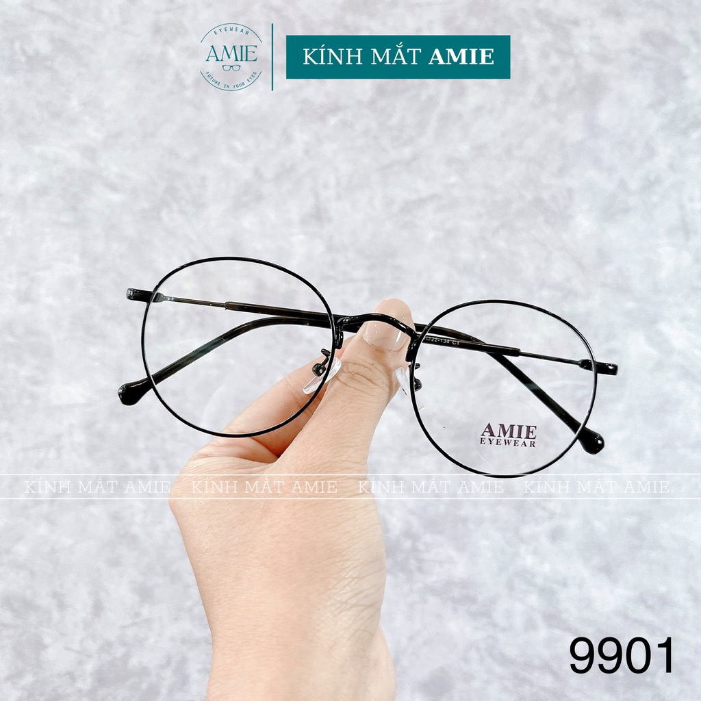 Gọng kính cận nữ AMIE Eyewear kính mắt tròn gọng kim loại phụ kiện thời trang 9901