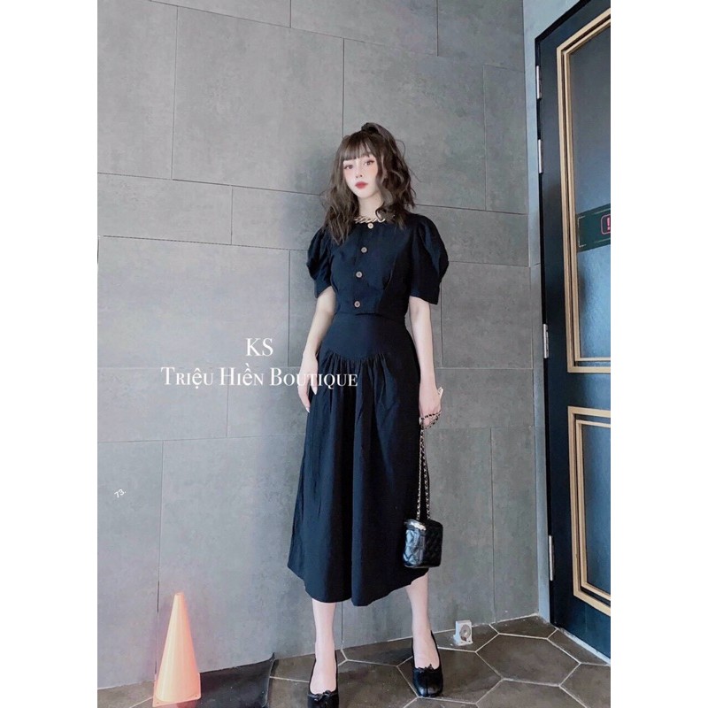 Set áo cổ tròn tay bồng + quần ống rộng | BigBuy360 - bigbuy360.vn