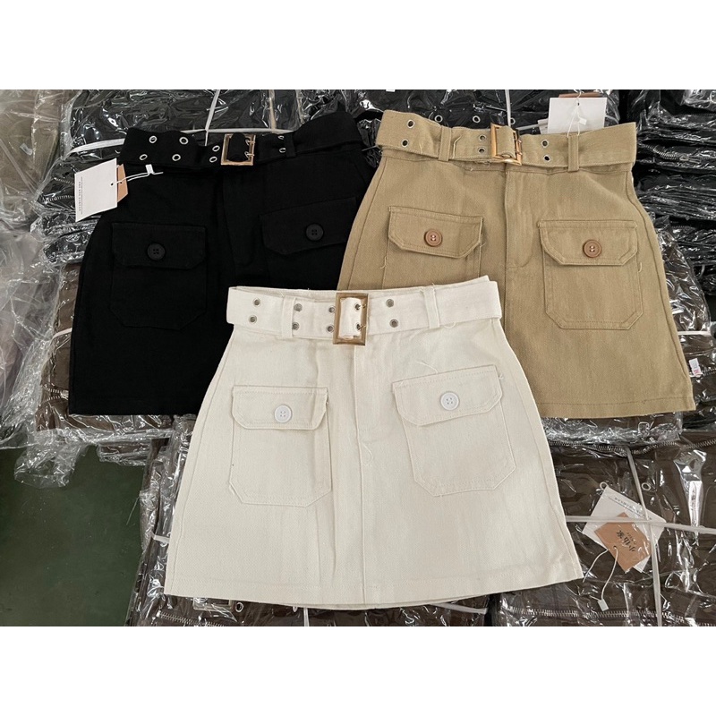 Chân váy jeans kèm đai