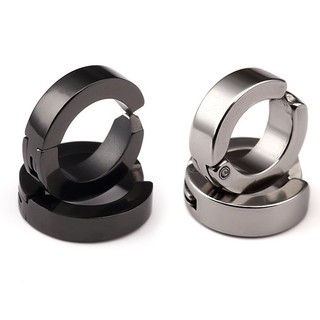 khuyên tai nam titan  tròn xỏ - tròn kẹp ( không cần bấm lỗ tai )
