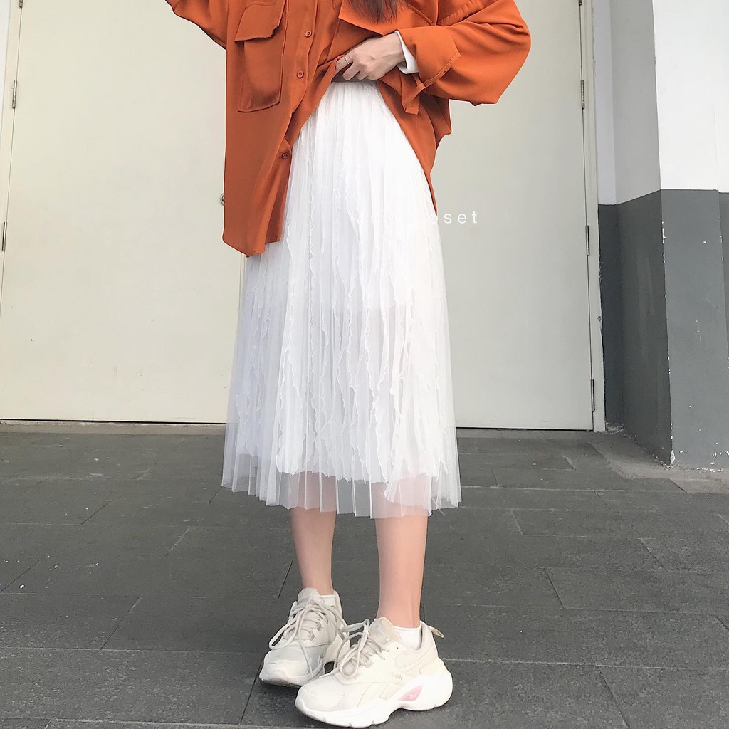 Chân Váy Dài Nữ Xinh JEM CLOSET Chất Vải Mềm Mại Kiểu Dáng Lưới Bồng Bềnh Tiểu Thư Dễ Thương 3285
