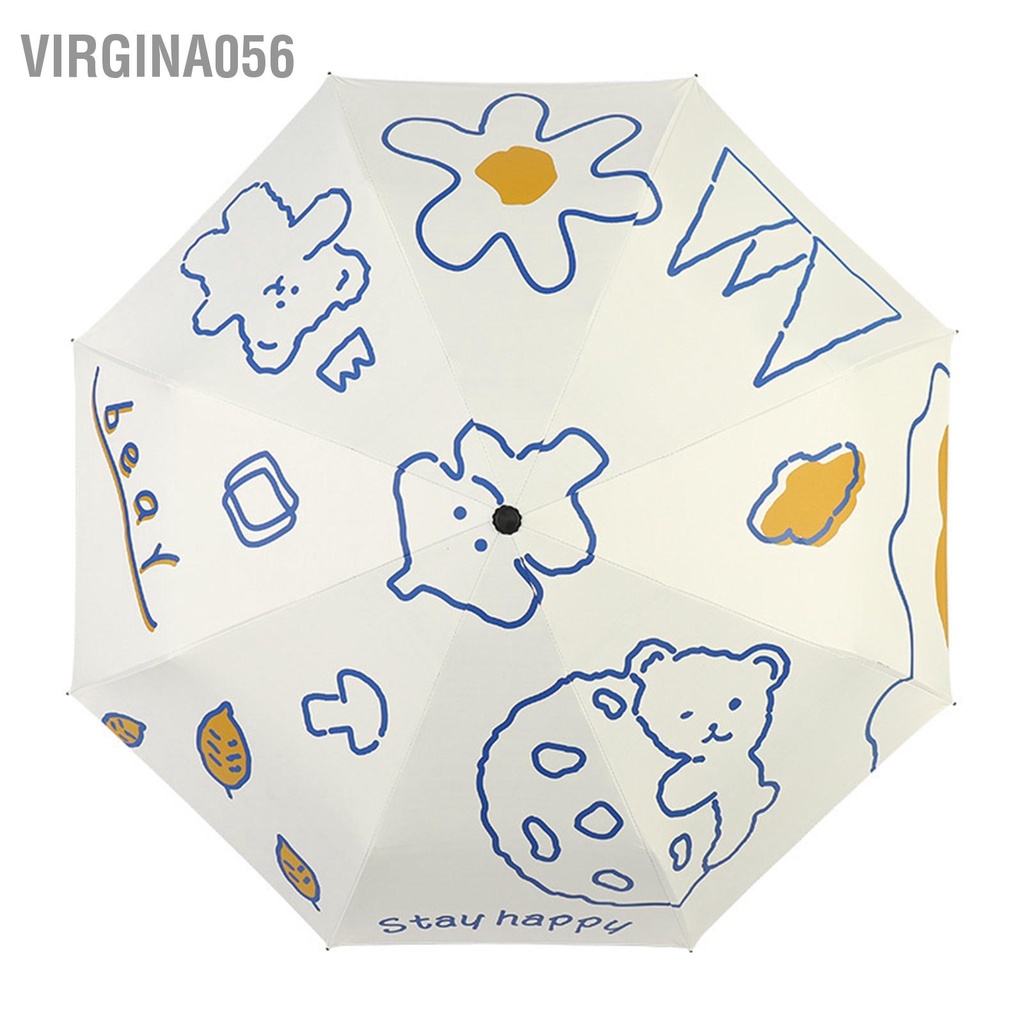 Có thể bán buôn Ô chống tia cực tím Hoàn toàn tự động có thể gập lại Vinyl Di Gấu dễ thương Dù cho ngoài trời Virgina056 Hàng giao ngay
