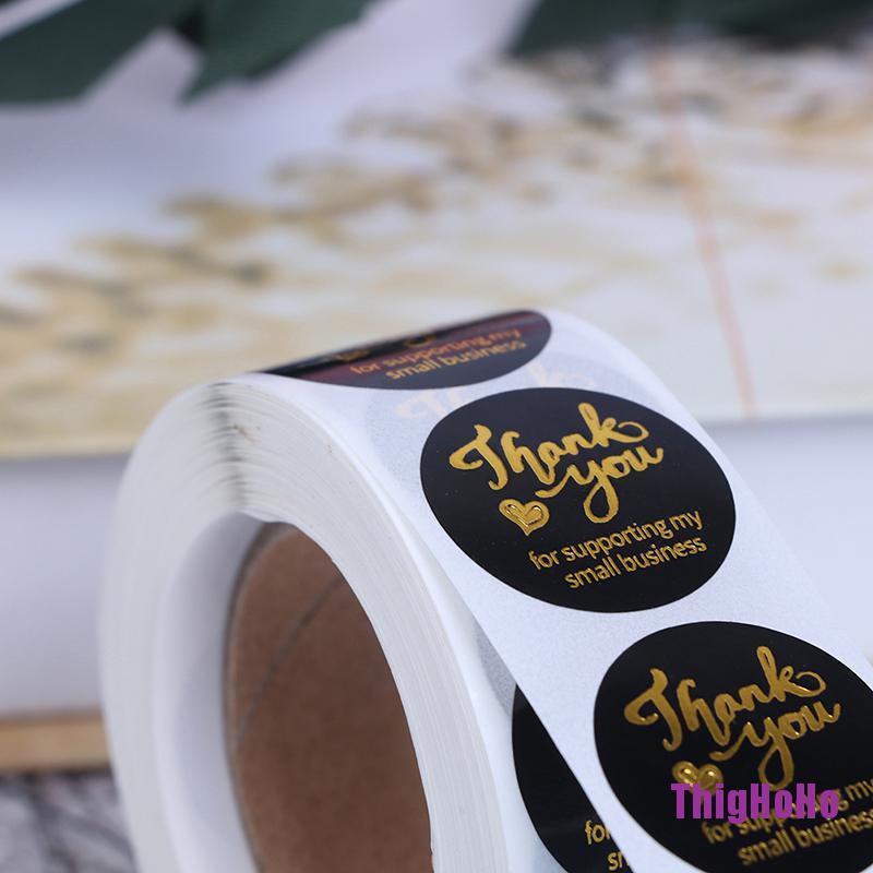 Set 500 nhãn dán in chữ Thank You màu hồng/đen dùng để trang trí tiệc cưới