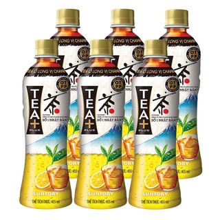 Lốc 6 Chai Trà ô long Tea Plus Hương Chanh 455ml
