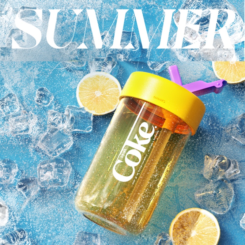 COCA-COLA Bình Nước Có Ống Hút Dung Tích 380ML / 500ML Thiết Kế Nhỏ Gọn Thời Trang