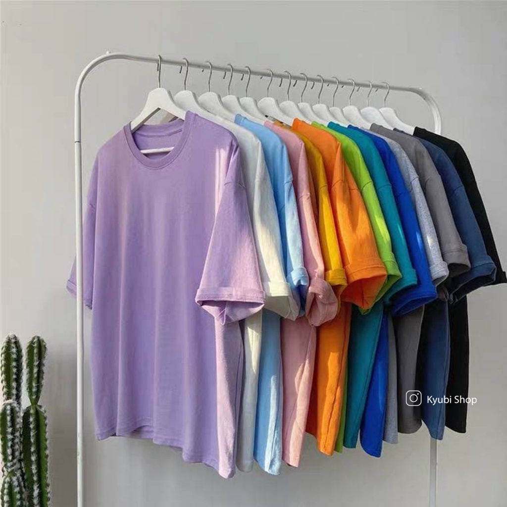 Áo thun tay lỡ ulzzang basic tee nam nữ oversize chất cotton form rộng - Áo phông trơn unisex Kyubi ATTL.B01 | BigBuy360 - bigbuy360.vn