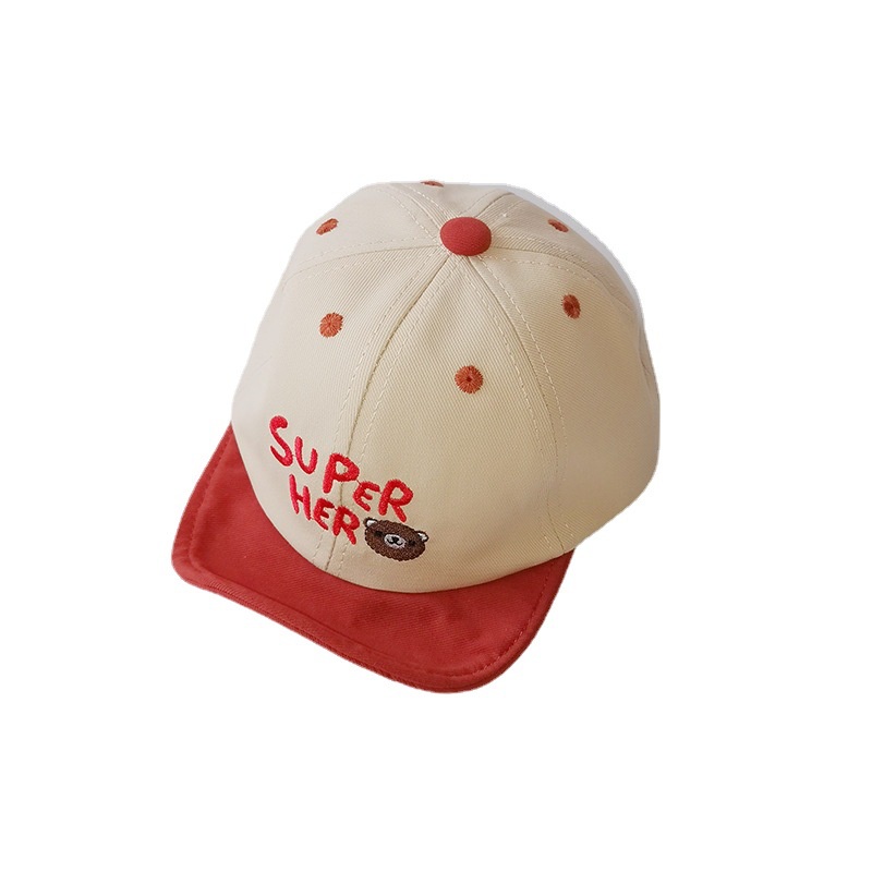 Mũ lưỡi trai thêu chữ cái và gấu dễ thương cho bé