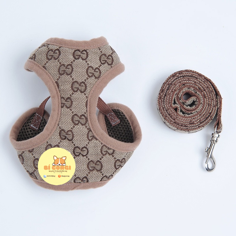 Dây dắt chó mèo đi dạo, dây nịt ngực cho thú cưng LUXURY, lưới ngực lưng thoáng khí