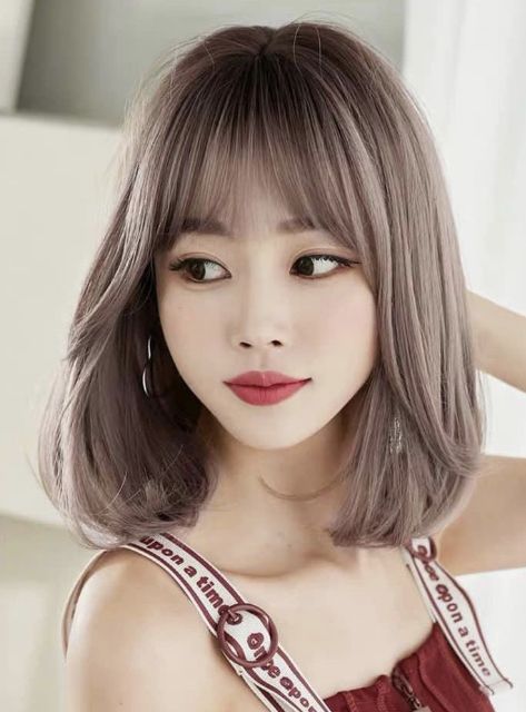 Tóc giả nguyên đầu cúp ❤️❤️ FREESHIP ❤️❤️ nguyên đầu cúp tự nhiên hồng khói, 3016