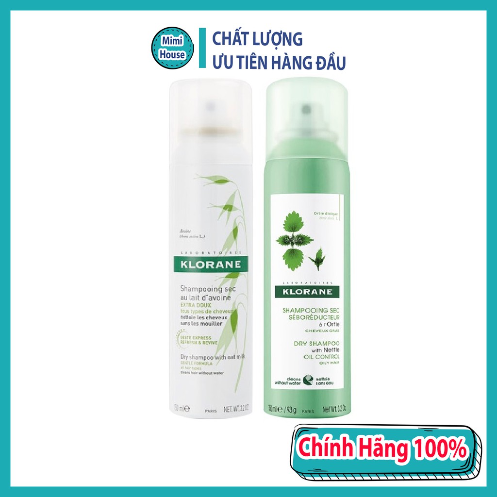 Dầu Gội Khô Klorane Dry Shampoo Chuẩn Nội Địa Pháp 150ml