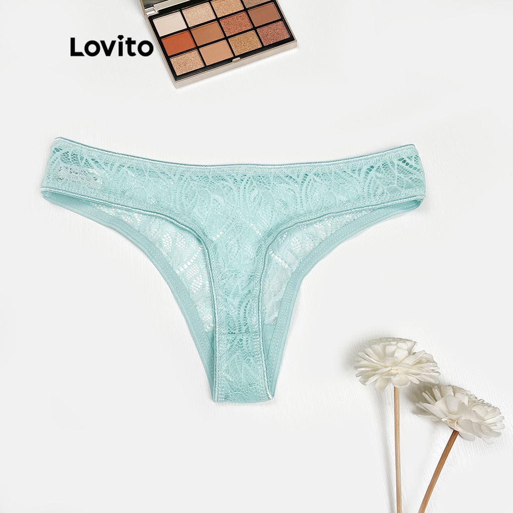 Lovito quần lót ren không co giãn L00107 (đen / xanh lá / hồng nhạt) | BigBuy360 - bigbuy360.vn