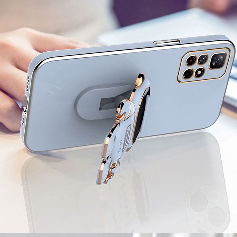 Astronaut Bracket Plating Holder Phone Case Xiaomi Poco X4 GT Mi 10s Mi 11 Mi 11 Lite Mi 12 12 Pro Mi 11T 11T Pro Redmi K50 Gaming Silicone Cover